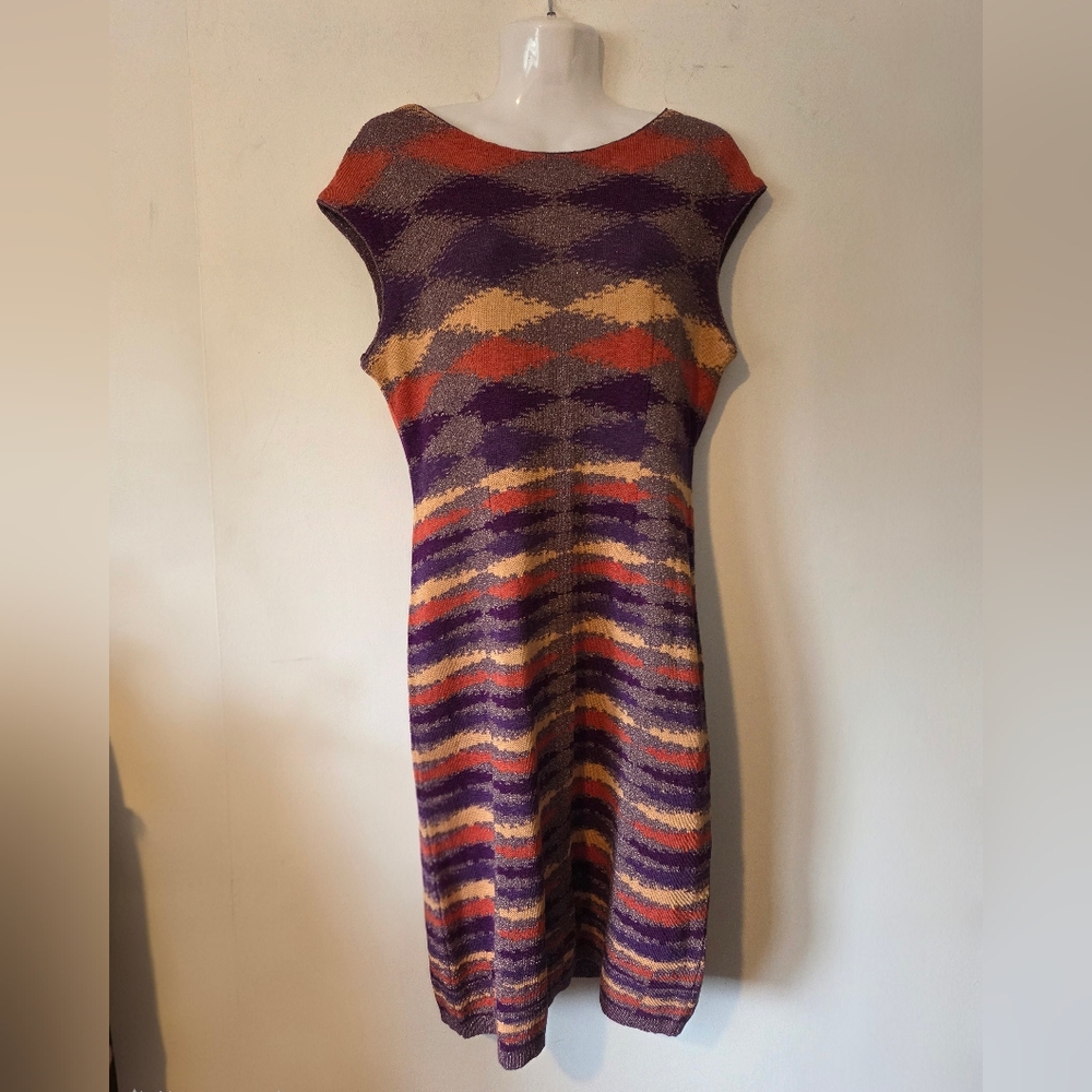 Gorgeous Purple Knit Geometric Knit Dress